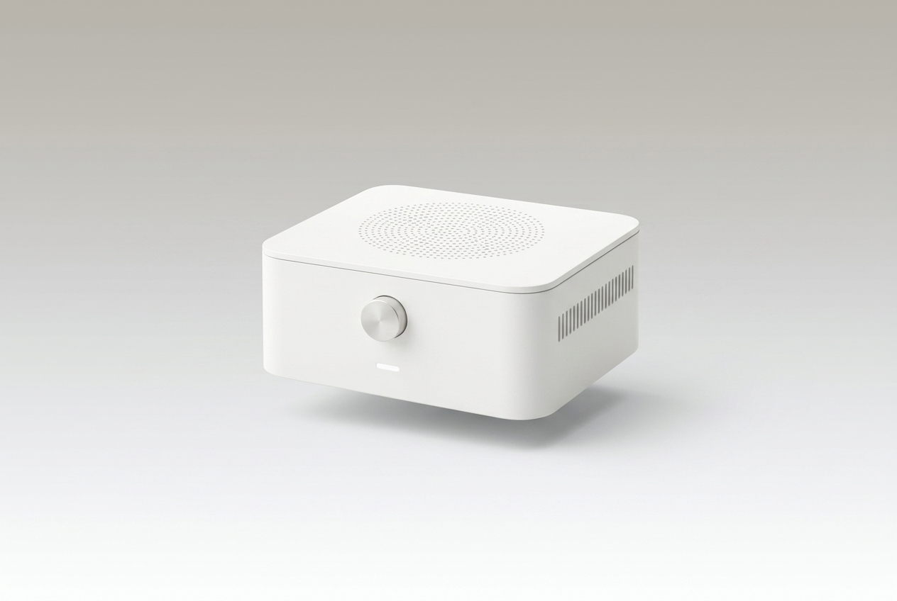 Haven personal intelligence device on a warm gray surface